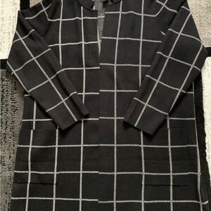 Rachel Zoe Women’s Open Long Black and White Cardigan Sweater Sz3XL
